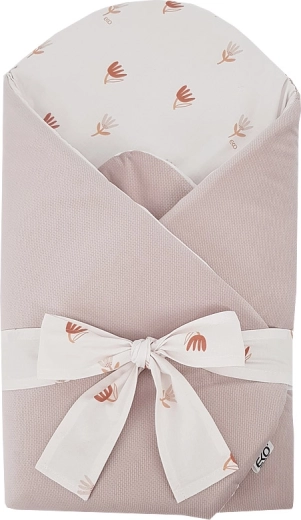 EKO cotton baby swaddle with velvet and removable coconut insert Beige Meadow 75 × 75 cm