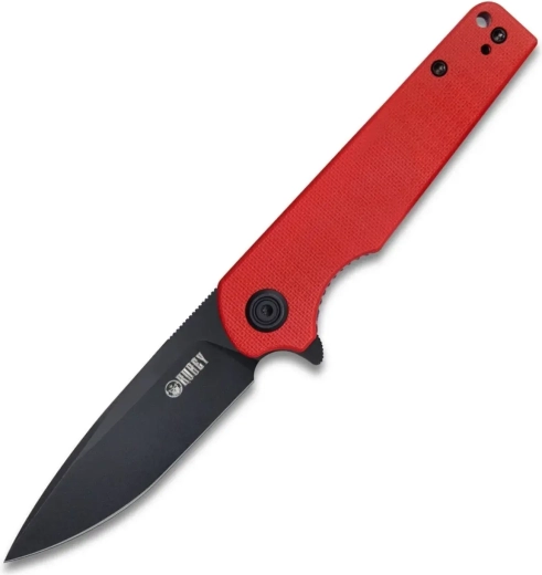 Kubey Wolverine KU233E pocket knife 7.4 cm, dark stonewash, red G10