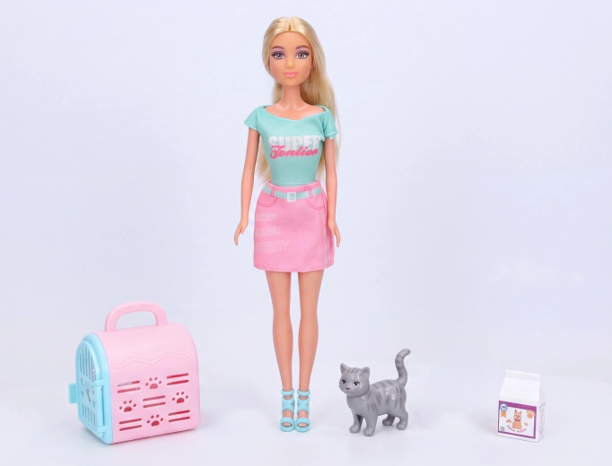 Doll with a cat 30 cm - 1 piece
