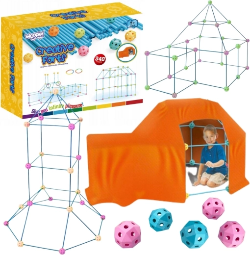 Woopie XXL construction set – kit for building forts and tents, 340 pieces