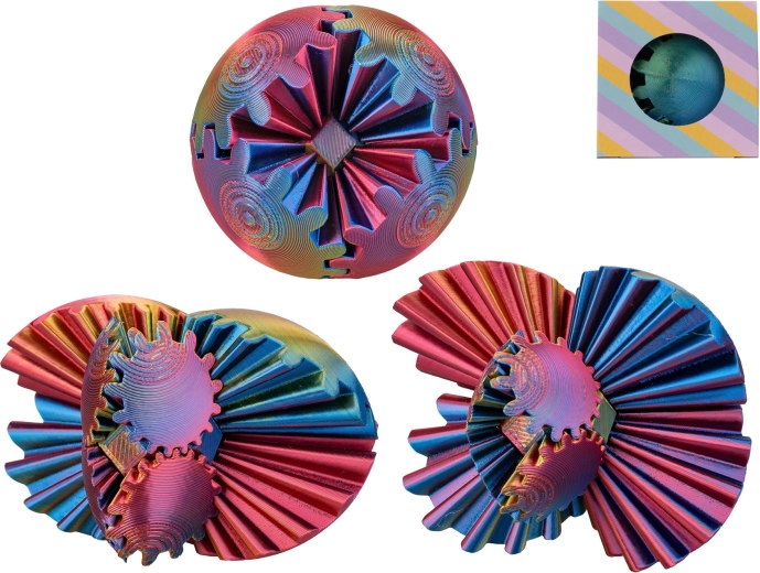 Antistresa galvaslauzuma bumbiņa 6 cm – divkrāsu spirālveida puzles bumba