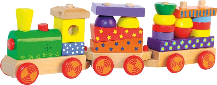 Stacking Wooden Train with Light and Sound