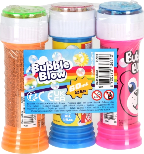 Burbuļu pūtējs 60 ml – krāsu mikss, komplekts 3 gab.