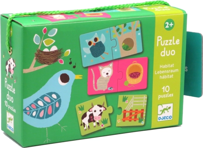 DJECO Dzīvnieku mājiņas puzles 12x2 gabali