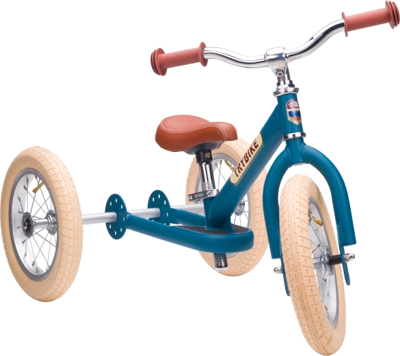 Trybike zilais bērnu skrejritenis 2v1 (trīsritenis un divritenis)