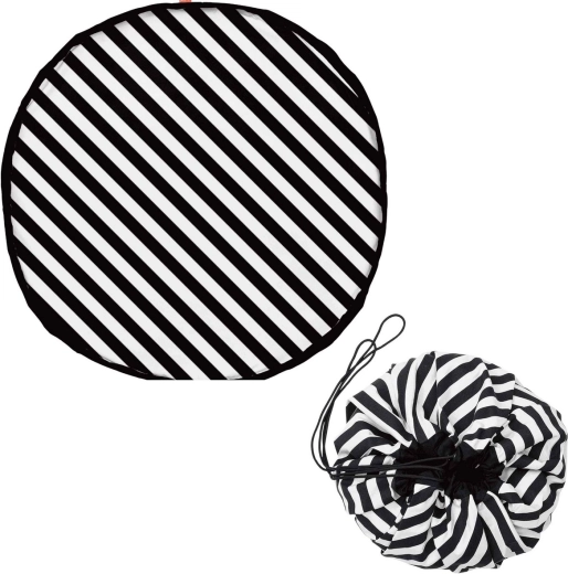 Play&Go noomad original spēļu paklājs un rotaļlietu maiss stripes black