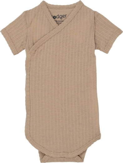 Lodger short-sleeve seersucker romper beige 68