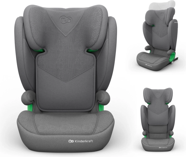 Kinderkraft automašīnas sēdeklītis Junior fix 2 plus i-Size pelēks (100–150 cm)