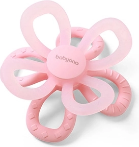 BabyOno silikona graužamais riņķis Flower rozā