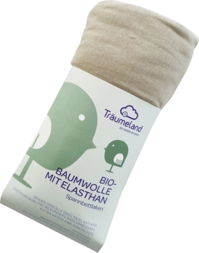 Träumeland palags no organiskās bio kokvilnas ar elastānu ratiņiem 35 × 78 cm, taupe