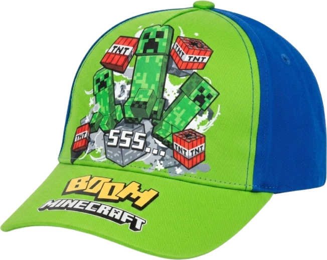 Children's Minecraft Creeper Cap, Green and Blue