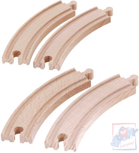 WOODY Wooden Long Curved Track Pieces - 4 pcs