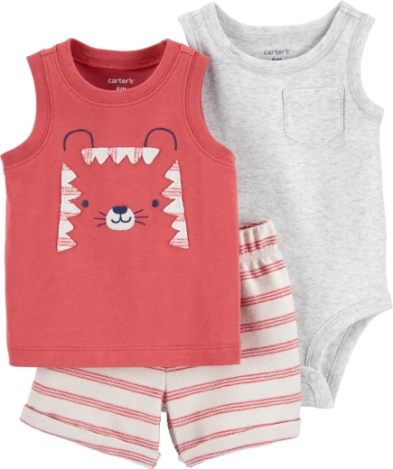 Carter’s 3 daļu komplekts zēniem Red tiger (bodijs bez piedurknēm, krekliņš un šorti) 12 m – 12m