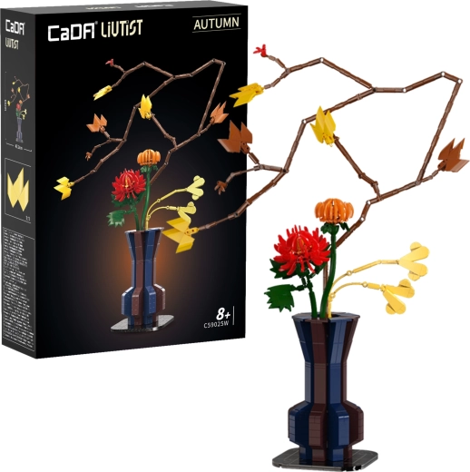 CaDA Floral Art Autumn Ember Building Set – floral arrangement 61 cm, 794 pieces