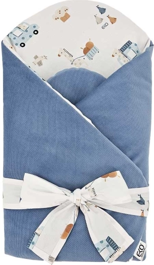 EKO cotton baby swaddle wrap with velvet and coconut insert Giraffe 75 × 75 cm