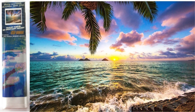 Dimanta gleznošana – saulriets paradīzē 30 × 40 cm