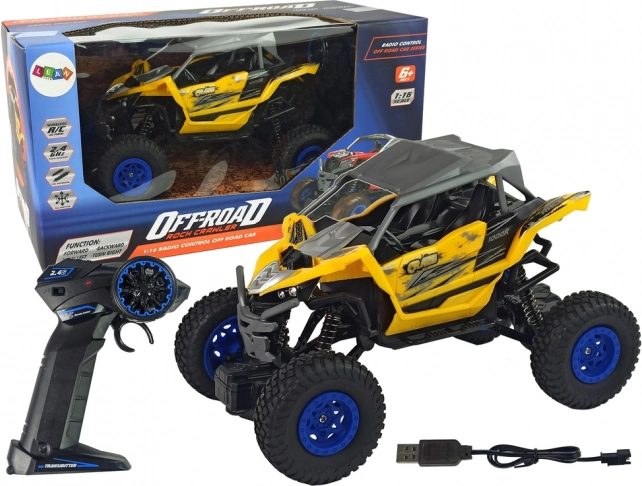 RC bezceļu auto ar tālvadību, dzeltens 1:16