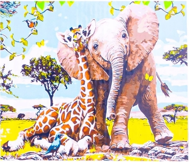 Norimpex Paint by Numbers Elephant and Giraffe 40 × 50 cm