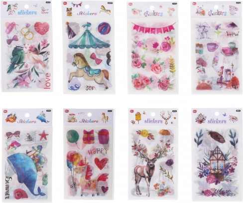 Papīra uzlīmes, dažādu motīvu miks, 18,5 × 10 cm, 6 loksnes