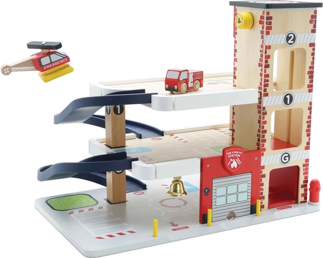 Le Toy Van koka daudzstāvu glābšanas dienestu garāža