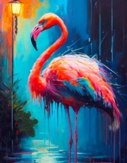 Diamond Painting Colorful Flamingo 30 × 40 cm