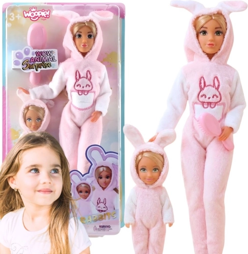 Woopie Royal Dolls in Pink Bunny Jumpsuits - 2 pcs