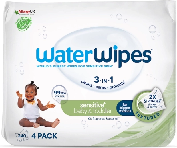 WATERWIPES Baby & Toddler 3-in-1 Wet Wipes, 60 pcs
