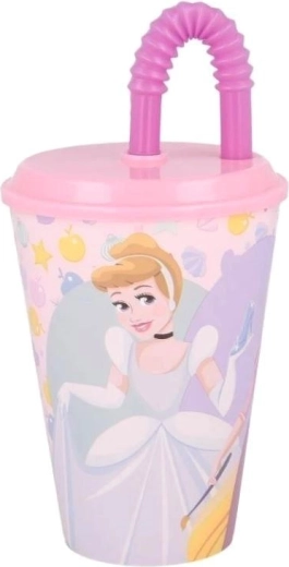 Plastmasas krūzīte Princeses ar vāciņu un salmiņu