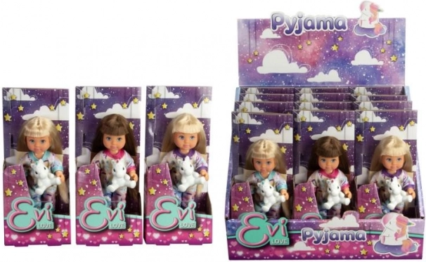 Lellīte Evička pidžamā ar vienradzi 12 cm