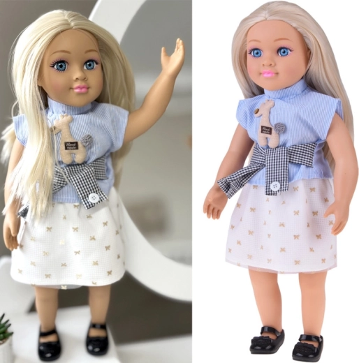 Elegant 48 cm doll with long blonde hair