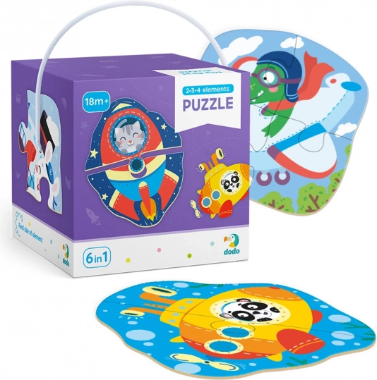 Puzzle 2–4 pieces Transport – outline puzzles for kids DODO