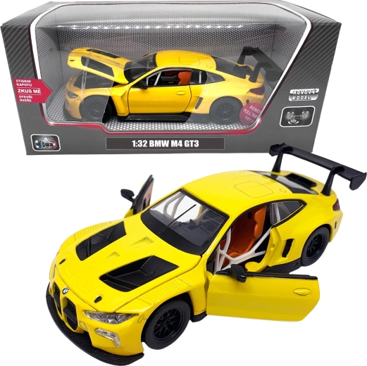 Metāla modelis BMW M4 GT3 1:32, dzeltens