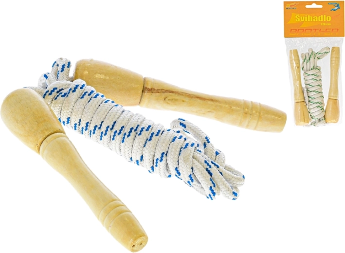 Lēkājamo aukla 270 cm ar koka rokturiem, 2 krāsas