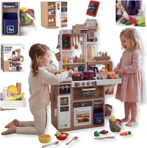 TinyMini Beige Children's Kitchen with 104 Accessories and Effects