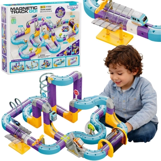 WOOPIE Magnetic Train Track Building Set, 126 Pieces