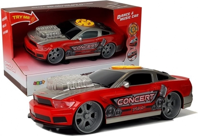 Mūzikas deju auto DJ ar gaismām un skaļruņiem