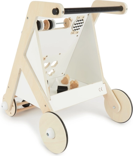 Bieco Wooden Baby Walker with Activities Black & White