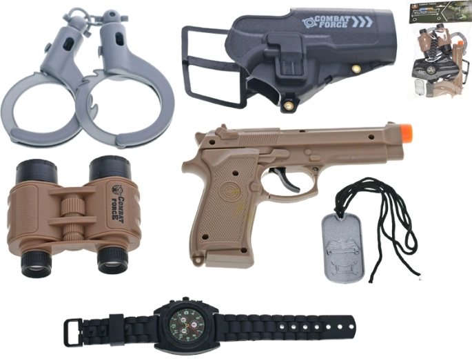 Military set with toy pistol and accessories for kids