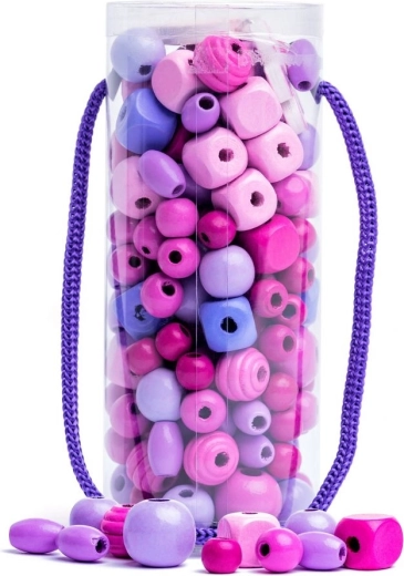 Pink beads in a tube