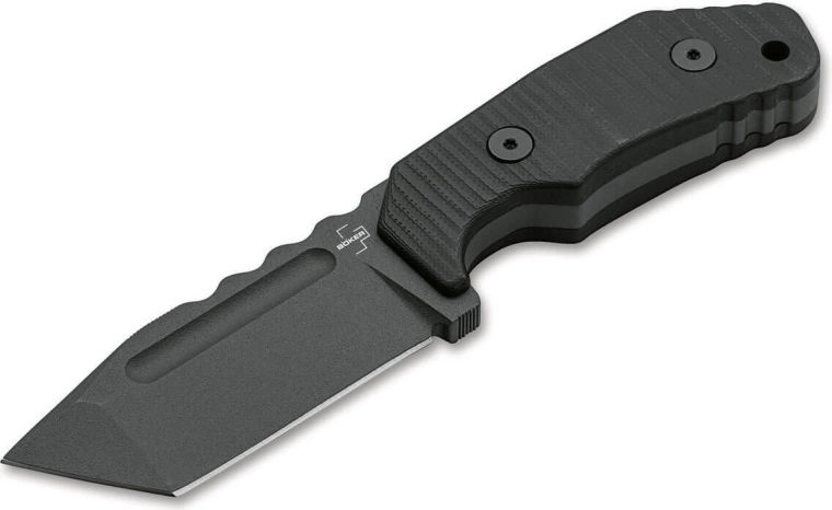 Böker Plus Little Dvalin Tanto Black fiksēts nazis 8 cm, melns, G10, titāns, Kydex maksts