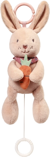 Muzikālais plīša zaķītis ar C veida gredzenu BABYONO Rabbit Karo, 0m+
