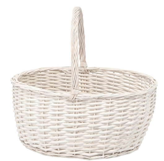 Balts pīts grozs ar stingru rokturi 47 × 37 × 21 cm