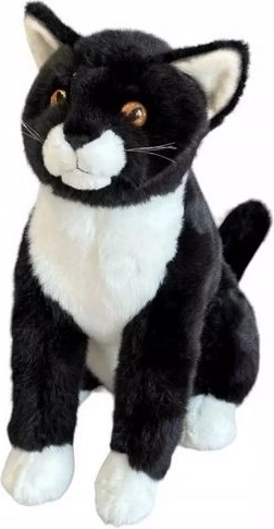 Sitting Black Plush Cat 28 cm
