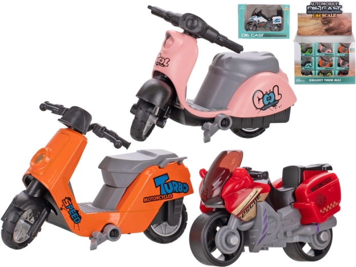 Metal motorcycle 1:64 with freewheel, 7 cm