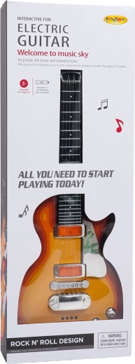 Bērnu elektriskā ģitāra ar austiņām un mikrofonu – Tumšs koks