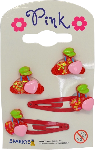 Sparkys Cherry Hair Ties and Clips Set