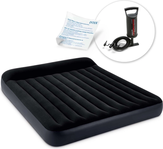 Piepūšamais divvietīgais matracis ar rokas pumpi 203 × 183 × 25 cm INTEX