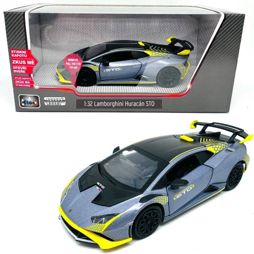 Metāla Lamborghini Huracán STO modelis ar gaismas un skaņas efektiem mērogā 1:32