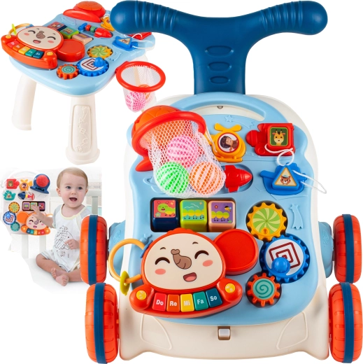 5-in-1 Push Walker with Activity Table and Piano – Blue
