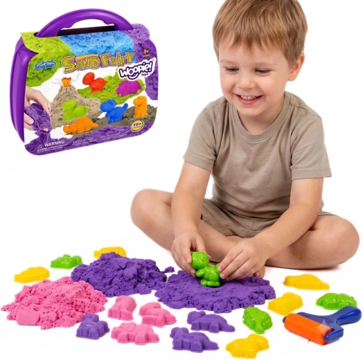 Woopie kinetic sand dinosaurs in a case – 13 pieces